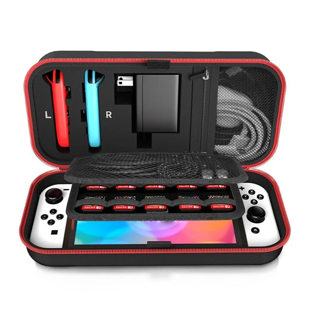 

EVA Anti Drop Storage Box Large Capacity Oxford Games Protective Case Red/Blue/Black/Purple Game Card Slot