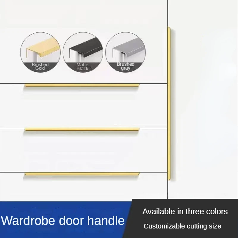 Aluminum Alloy Cabinet Drawer Knobs Modern Matte Black White Invisible Furniture Hidden Handle Kitchen Wardrobe Handles Pulls