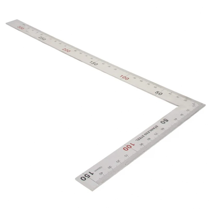 150 x 300mm 90 Degree Stainless Steel Ruler Tape Right Angle Ruler for Woodworking / Office with Two Color Lettering