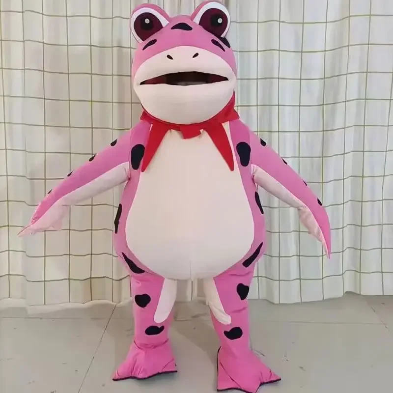 Nuevo y divertido disfraz inflable de mascota de dibujos animados de rana verde para Halloween, Navidad, disfraz inflable de actuación para adultos