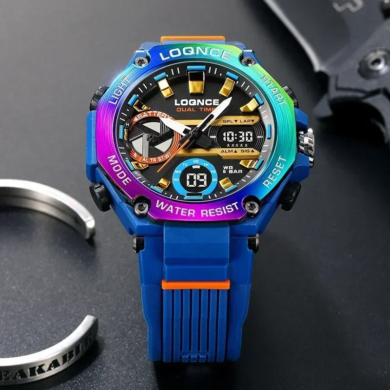 Fashion Men's	Watch Military Waterproof Sport Watches Digital Dual Display Wristwatches for Men High Quality Gifts Reloj Hombre