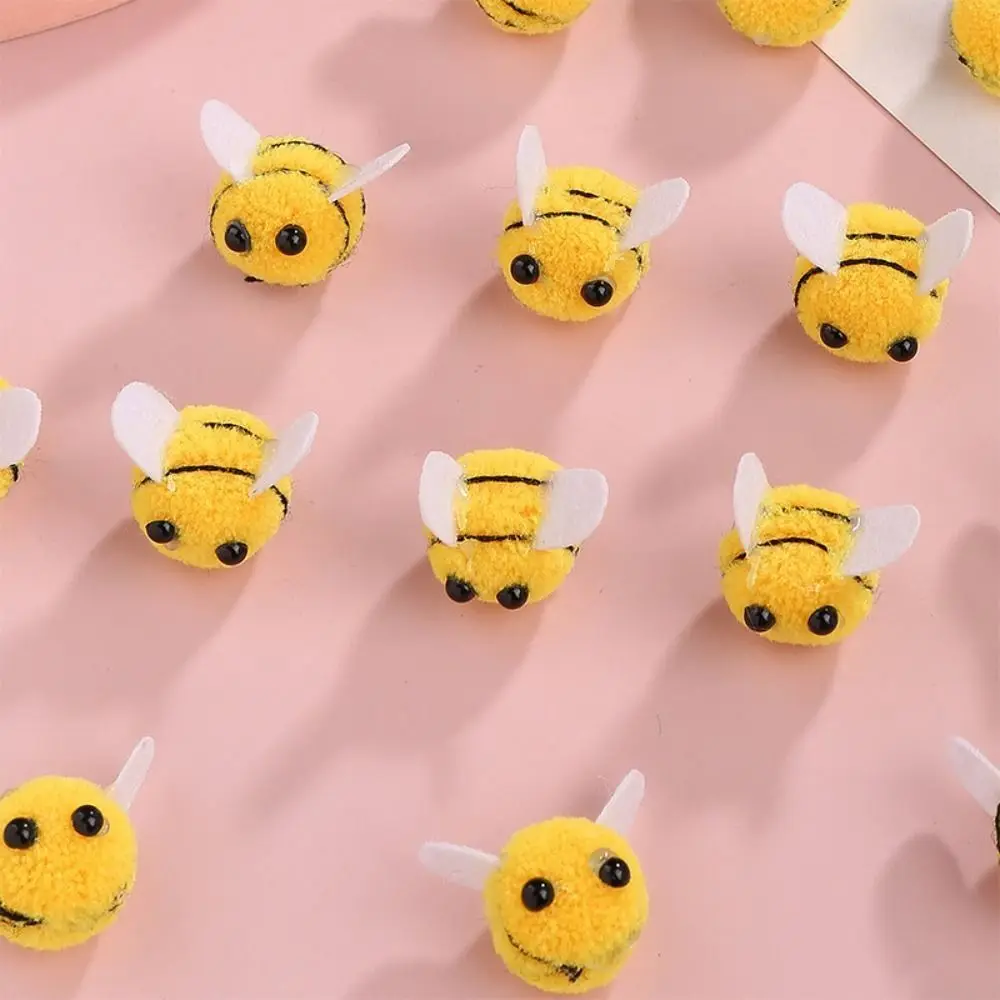 10pcs Wool Felt Cute Little Bee Mini Crafts, Little Bee Pom Used For Tent Decoration, Craft Clip Accessories