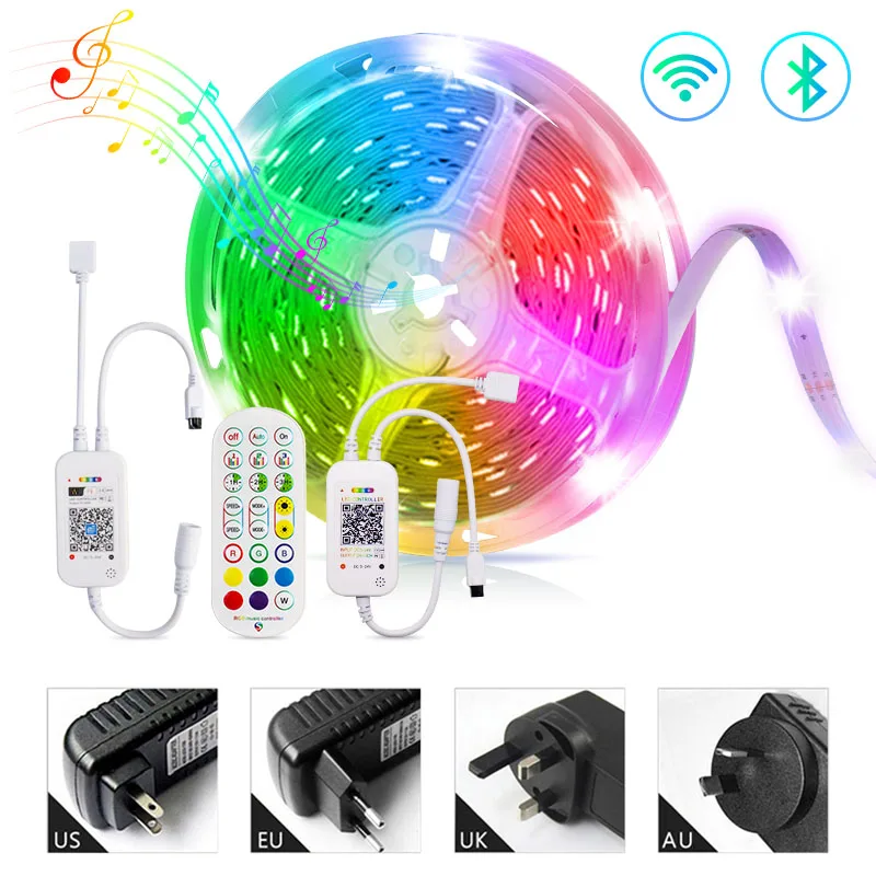 Светодиодная лента 5050 RGB светильник М-20 м светодиодсветильник лампа Alexa Wifi гибкая