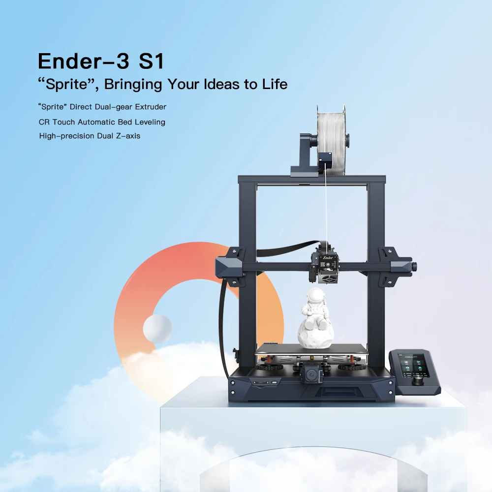 CREALITY Ender-3 S1 3D Printer Dual Gear Extruder Dual Z Axis Silent 32bit High Precision Touch CR Auto Bed Leveling Supply