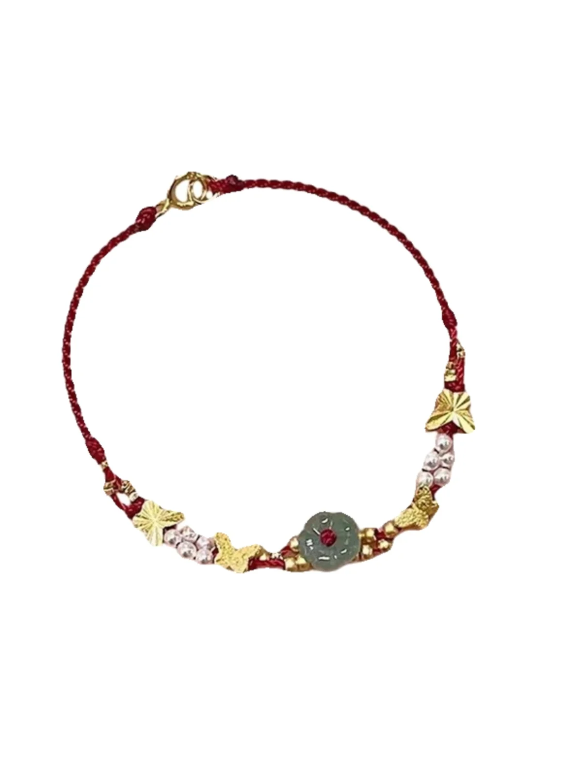 S925 Sterling Silver Wine Red Lotus Woven Hand Rope Smart Butterfly Bracelet Girls 2024 New Girlfriends Hand Jewelry