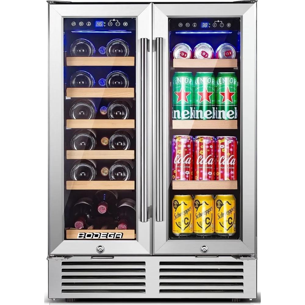 

Wine and Beverage Refrigerator, 24 Inch Dual Zone Wine Cooler, with Smart APP Control and 2 Safety Locks,Soft LED Light Hold