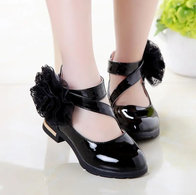 Fashion Children Shoes Leather Shoes Kids New Girls High Heel Princess Flower Girls Dance for Party Wedding leather shoes girls shoes girls high heel shoes
