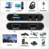 4K HDMI audio and video capture card with microphone and loop output 1080p 60fps suitable for gaming/live streaming/OBS/PS5/PC 3