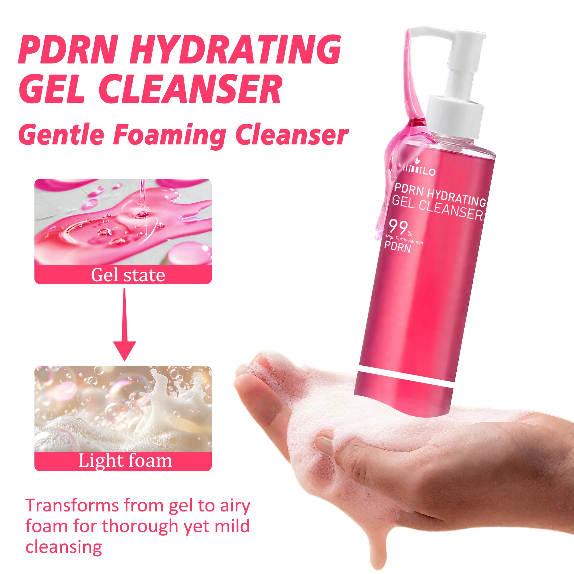 DNA PDRN Salmon Pink Foam Cleansing Gel, Containing PDRN, Controls Oil, Removes Blackheads, Deeply Cleanses, Is Non-irritating_voghion.com