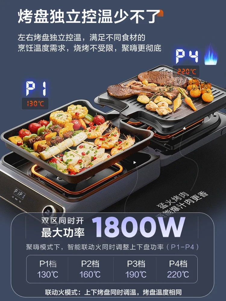 220V Large Electric Skillet with Dual Heating for Home Use - Perfect for Pancakes, Grilling, and More 4