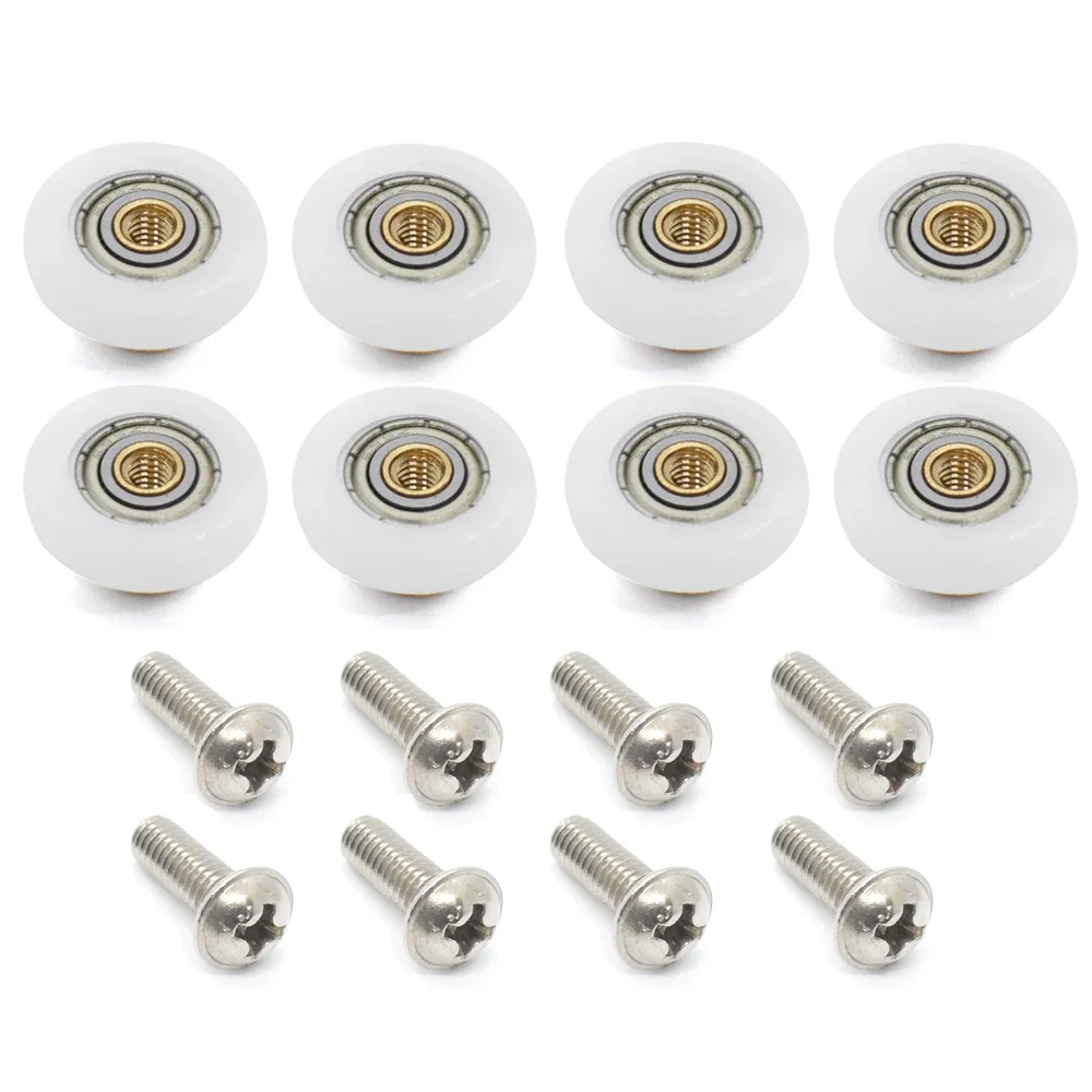 Shower Cabinet Roller Wheel 1set /8pcs Shower room pulley bathroom sliding glass door wheels nylon copper roller hanging round