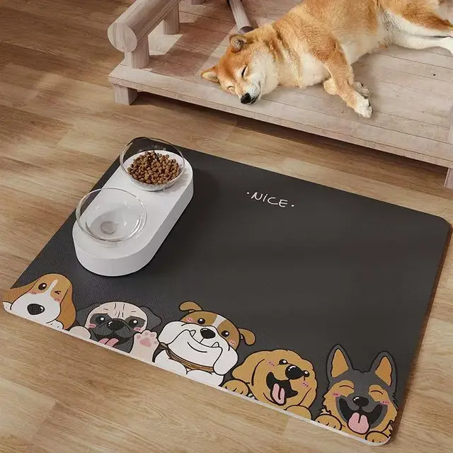 VIKAMA Pet Diatom Mud Floor Mat Dog Bowl Mat Cat Absorbent Bowl Mat Pet Food Leakage Prevention No-Wash Mat 4