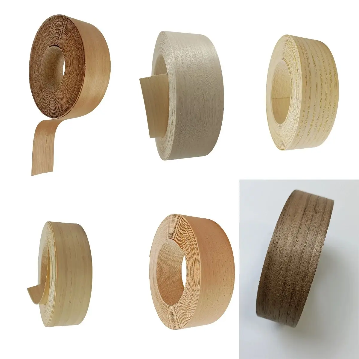 Wood Edge Banding 13'/26'/50' Pre-glued Birch/Maple/Walnut/Oak/Okoume/Beech White Iron On Edging Veneer For Plywood Furniture