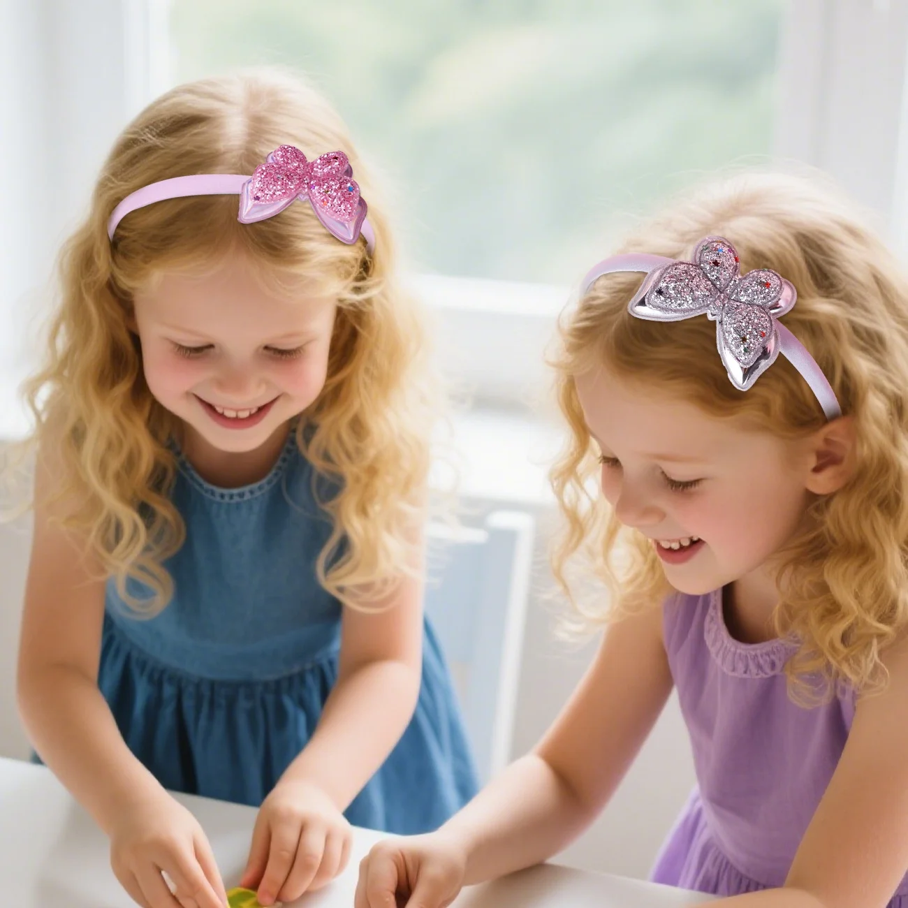 1PC Glitter Butterfly Headbands Set for Kids, Colorful Sparkly Hair Accessories, Cute Hairbands for Girls' Party & Daily Wear