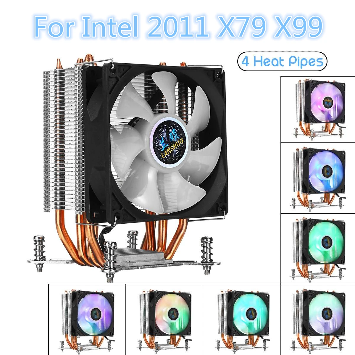 4 Copper Heatpipe CPU Cooler for RGB Aurora Light Cooling Fan for Intel LGA 2011 for X79 X99 CPU