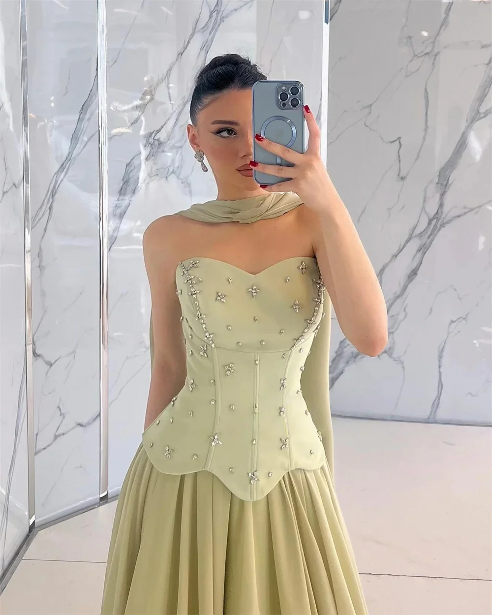 Contessa Dubai Customized Evening dresses A-line prom party dress 2025 Luxury Strapless Floor-length فساتين سهرة 2