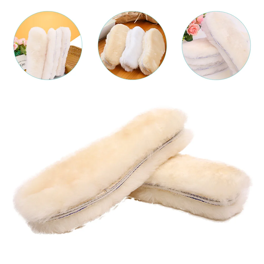 

2 Pairs Fleece Insoles Warm Fluffy Wool Inner Soles for Shoes Boots Slippers