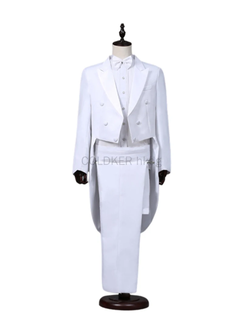 Men's Suit Vintage Formal Tuxedo Tailcoat Slim Fit Peak Lapel Pants Jacket