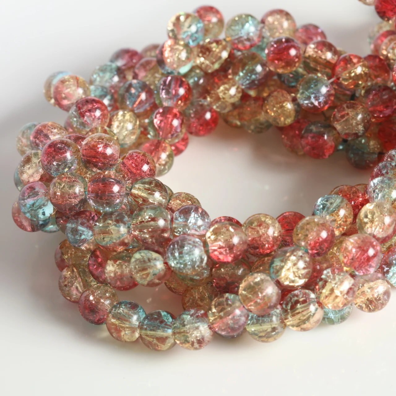 Elegant Pink Crackled Glass Beads for Handmade Jewelry Crafts