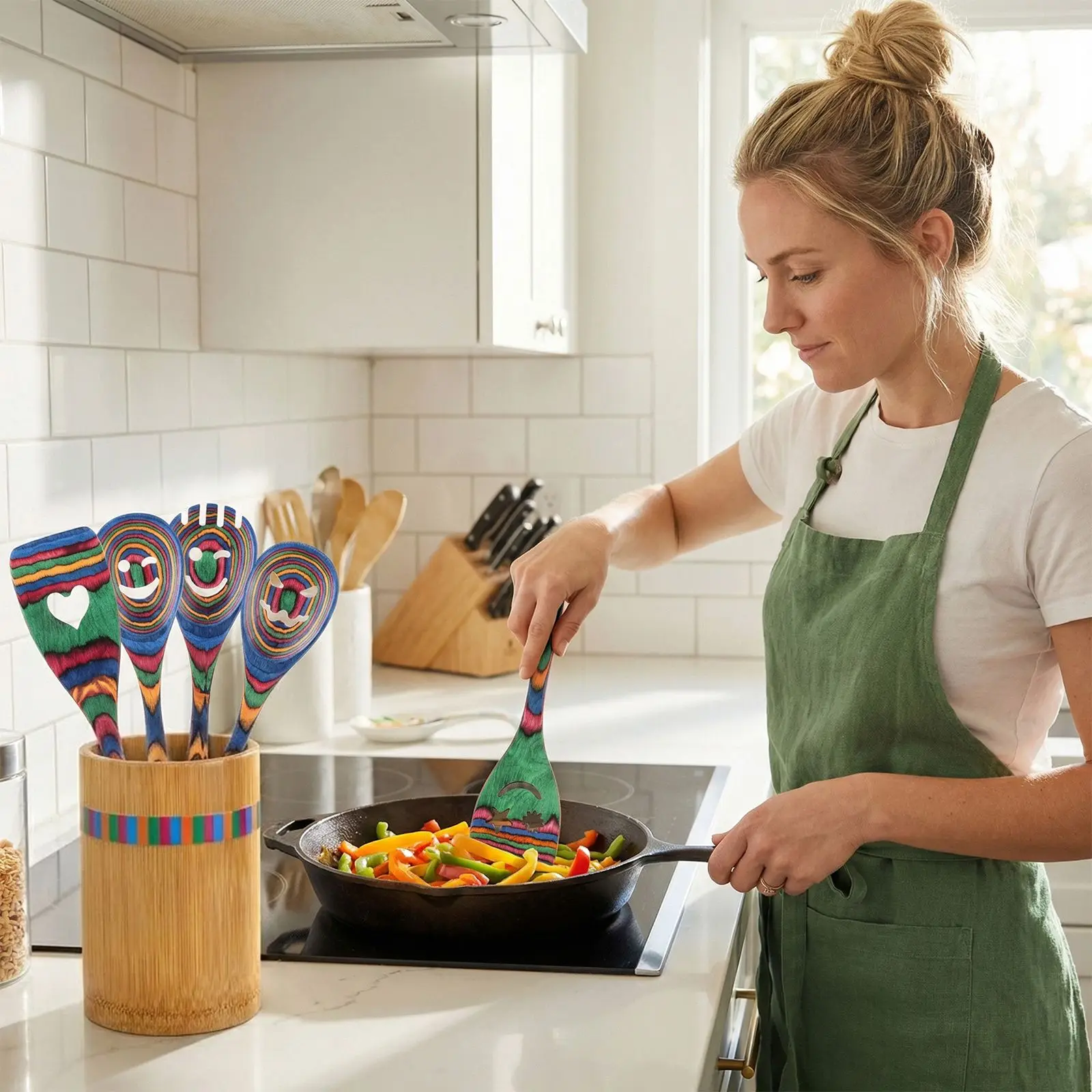 6-Piece Colorful Pakkawood Cooking Spoon Set 4