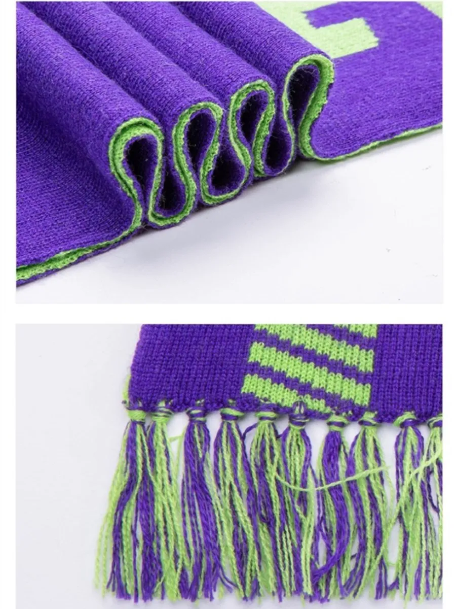 JP Anime EVA 01 Shogoki Ikari Shinji Cosplay Purple Green Warm Soft Knitting Scarf