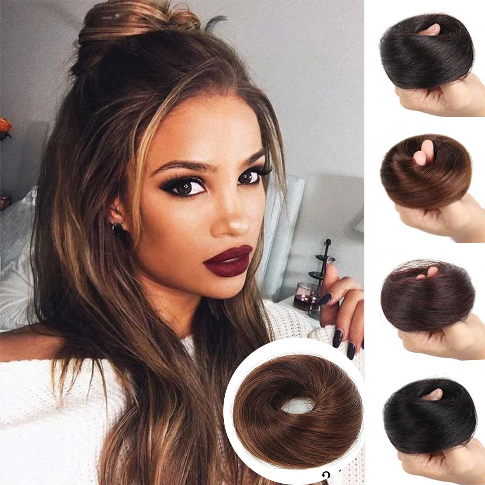 Natural Hairpieces Women Synthetic Hair Donut Natural Bun Hair Bun