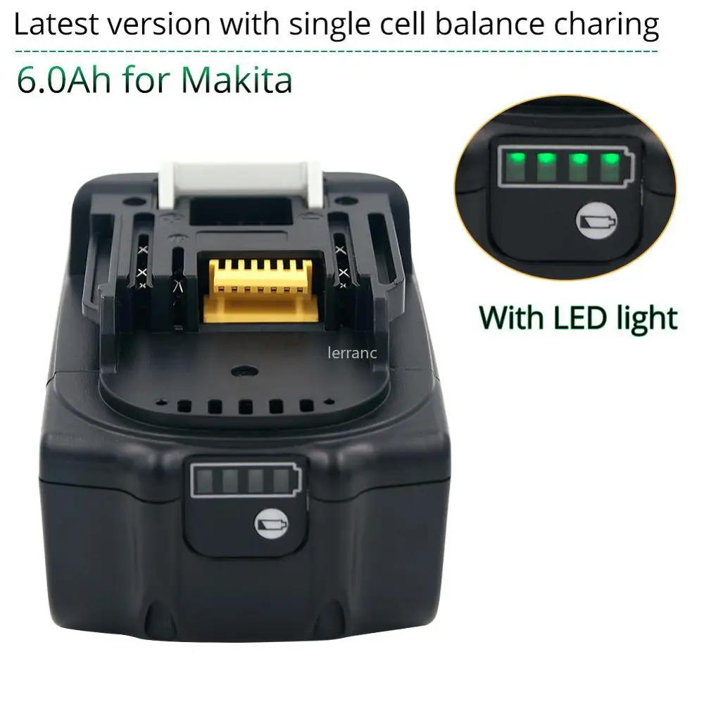 Batteria Per Elettroutensili Agli Ioni Di Litio 18V 6000Mah Per Batteria Makita 18V 6Ah Bl1860 Lxt400 Bl1840 Bl1830 Batteria Ricaricabile Led Indica
