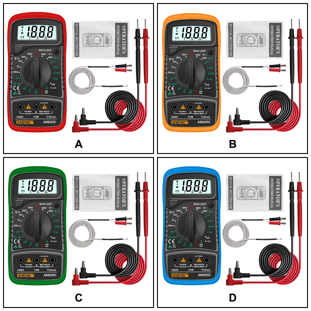 

ANENG AN8205C Multimeter Digital Display Backlight AC/DC Voltmeter Portable Temperature Multimetro Tester Electronic Detector