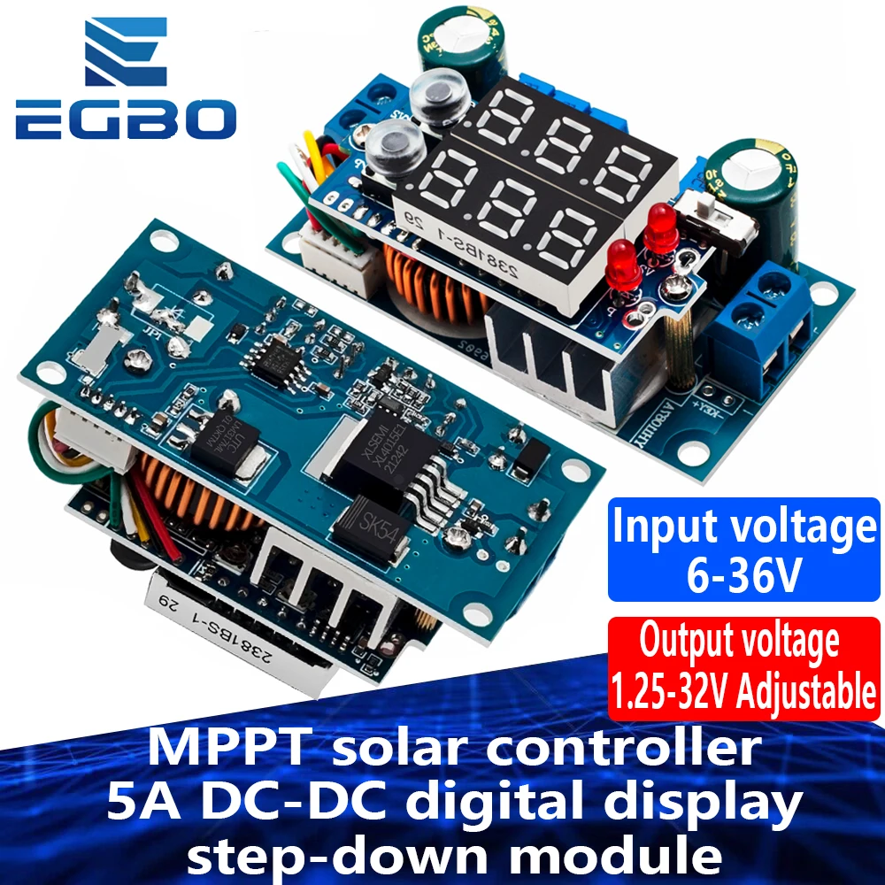1~4PC MPPT Solarregler 5ADC Digitalanzeige Step-Down-Modul Konstantspannung und Konstantstrom Lithium-Batterie-Ladung