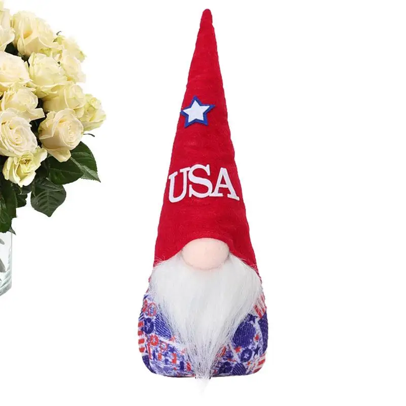 

Patriotic Gnomes Decorations For Home Patriotic Independence Day Faceless Doll Adorable Non Fading Patriotic Dwarf Plush For