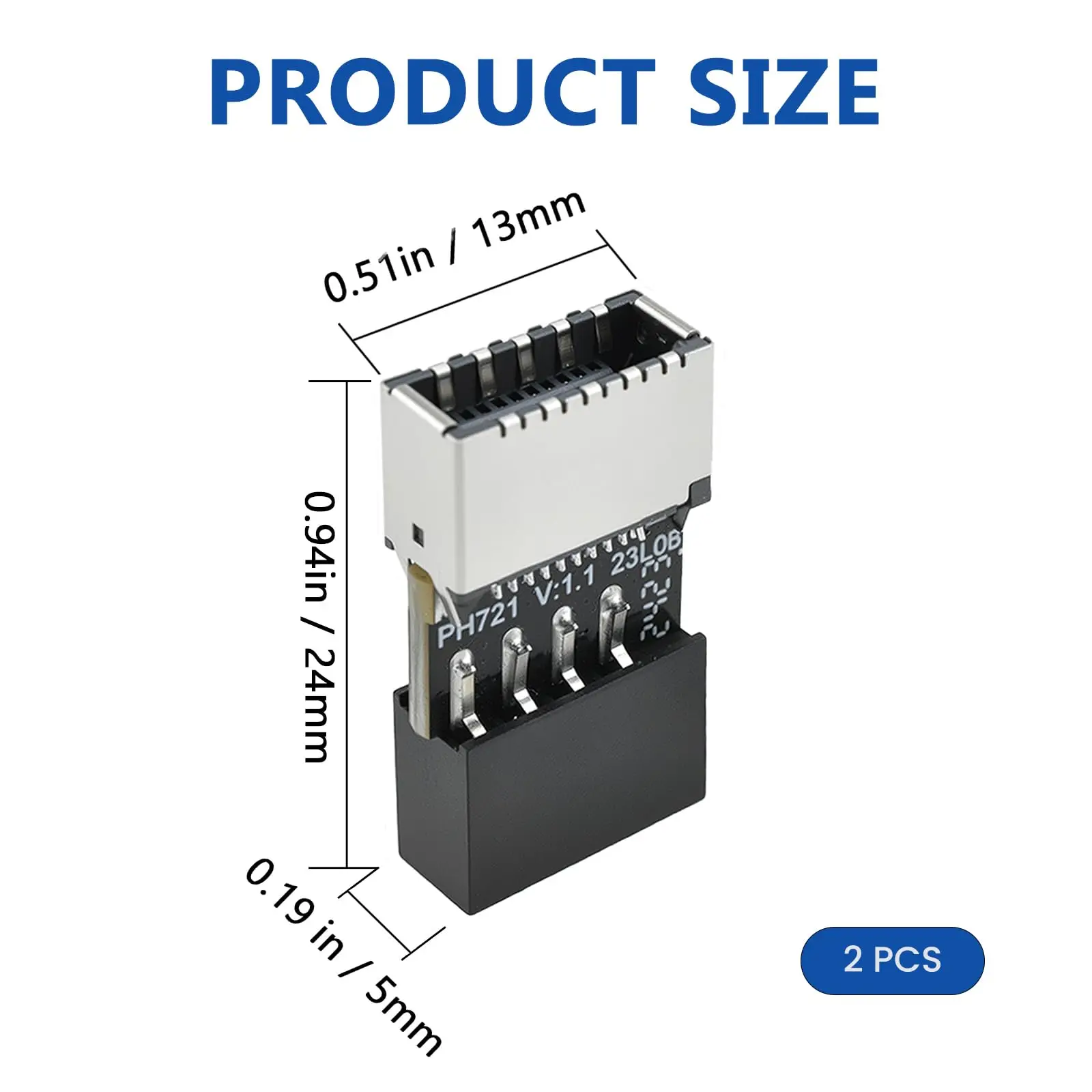 1개 USB 2.0 - USB 3.2 Gen 1 헤더 어댑터 (메인보드용, E 타입 키-A 암형 전면 패널 소켓 - 9핀 헤더 내부 연결)
