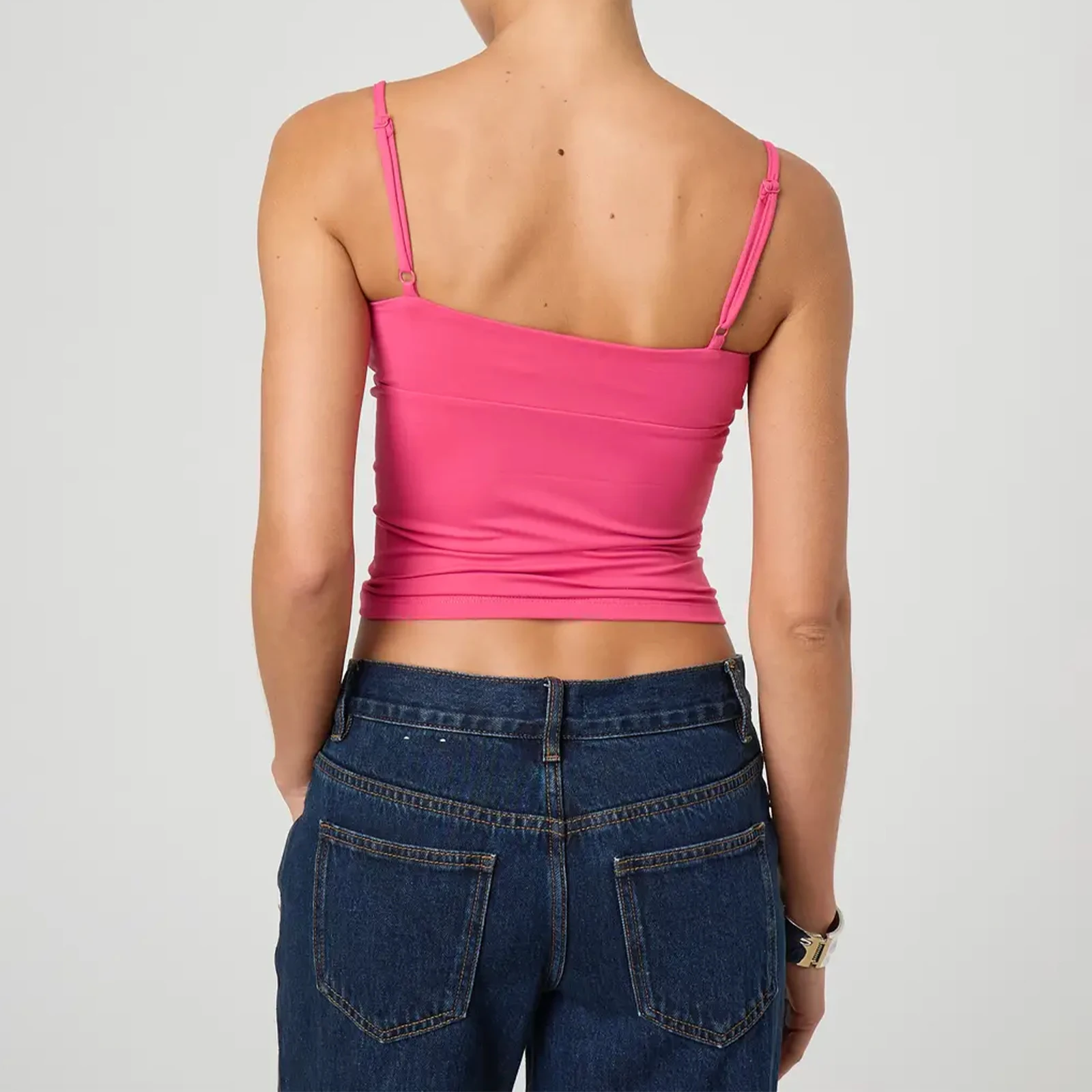 Y2k Clothes Women's Summer Cropped Cami Tops Sleeveless Open Back V Neck Solid Color Slim Fit Tank Tops 3