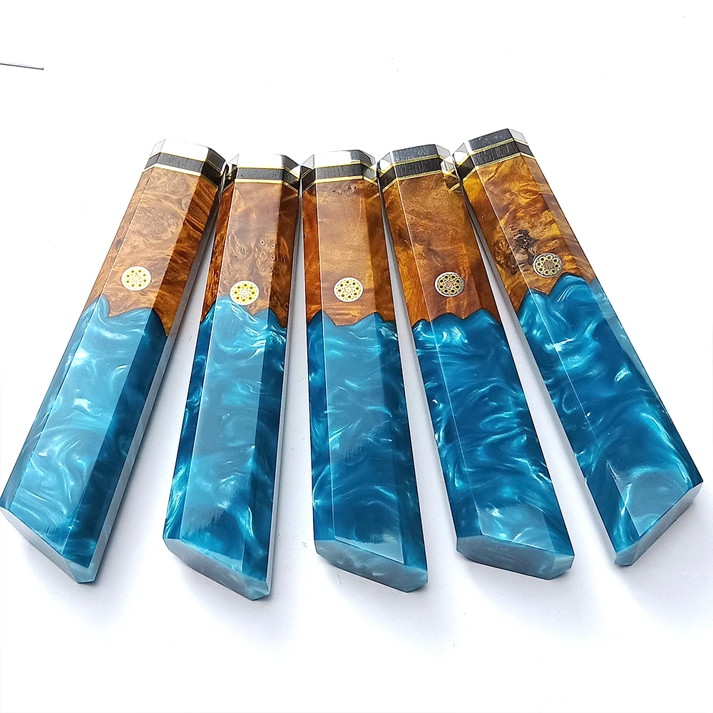 1piece Japanese Kitchen Knife Octagonal Handle Lump Wood Knife Handle Fish Raw Knife Handle Stainless Steel + Resin Knife Handle