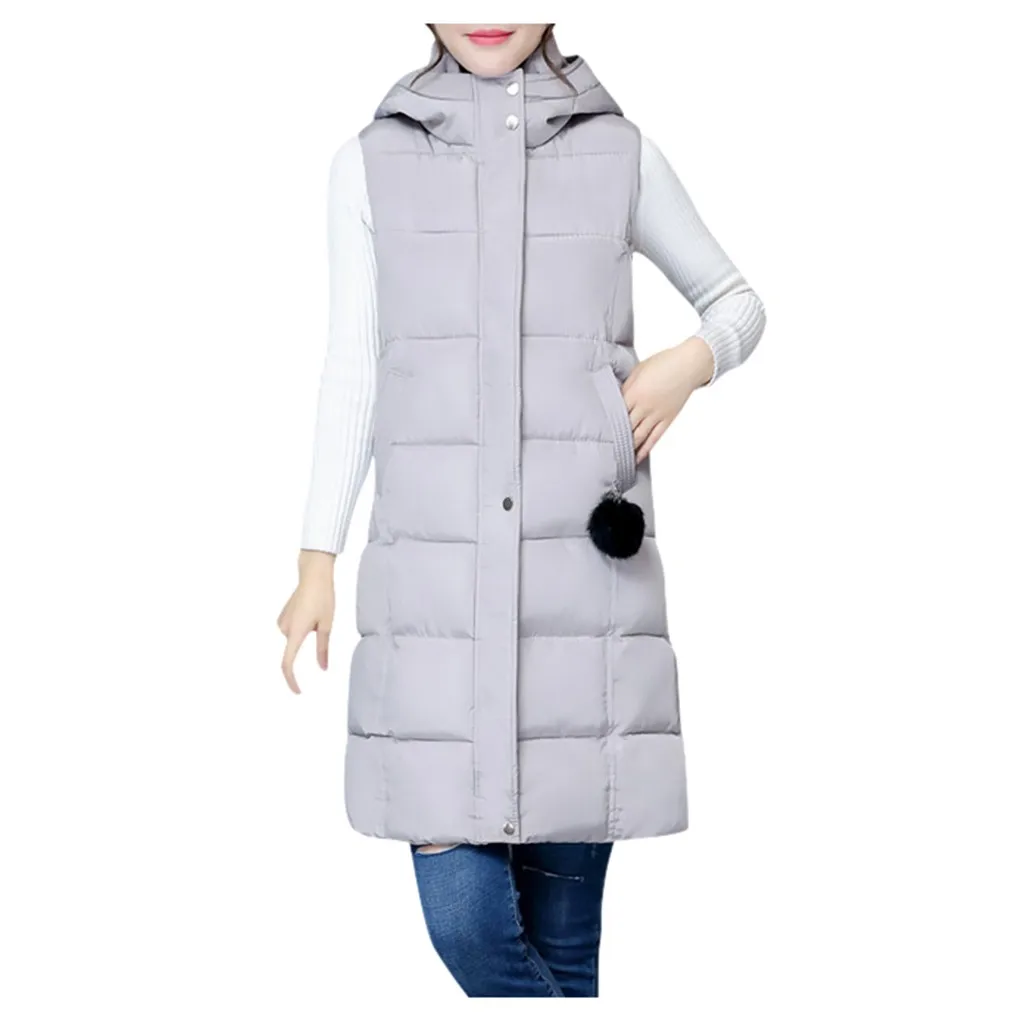 womens parka Winter Women Long Vests Fashion Hooded Sleeveless Casual Lady Brief Outwear Vest Blouse Shirts Coat Femme Sweatshirt #t2g waterproof puffer coat