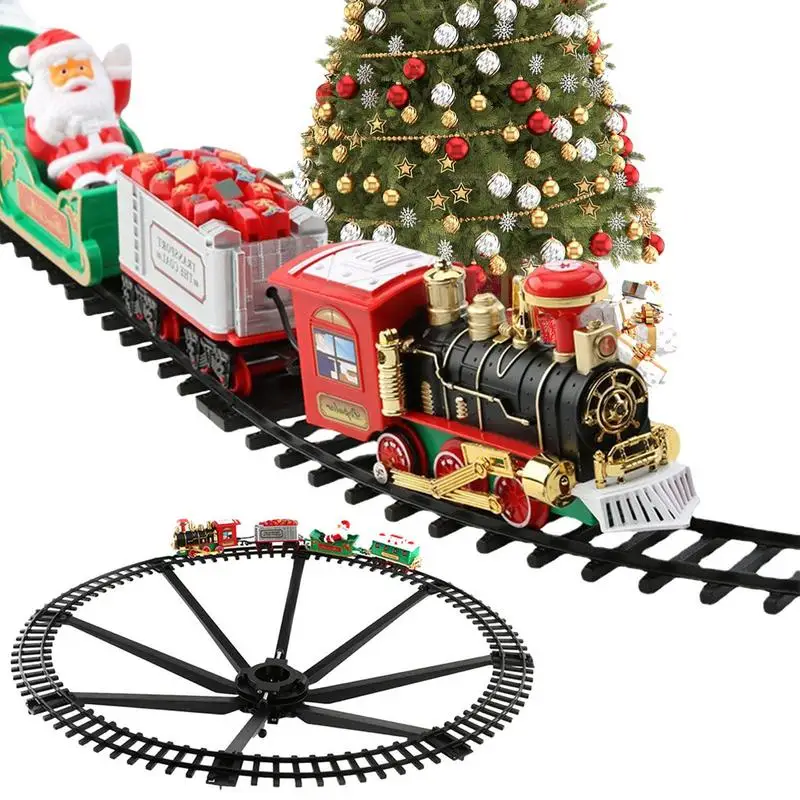 Natal Conjunto de Trem Elétrico Modelo de Trem Fuma& Luz& Som Incluindo Kit  de Trilhos de Trem Árvore de Natal Locomotiva A Vapor para Meninos Das