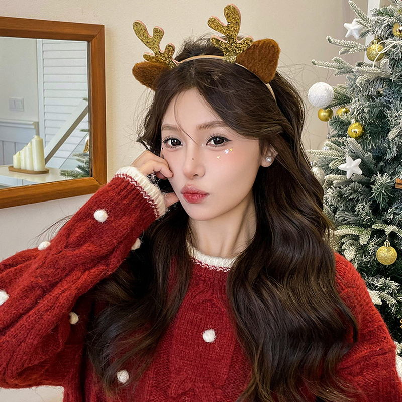 1pcs Women's Creative Deer Headband Festival Costumes Party Accessory for High Forehead Makeup & Face Washing