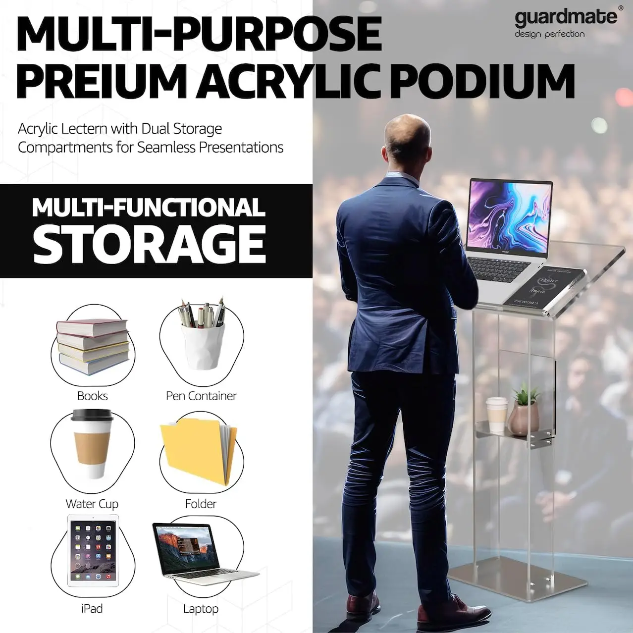 Acrylic Pulpit Podium Stand Modern Portable Pulpits for Churches Pastors Modern SchoolLecterns Wedding Event Reception