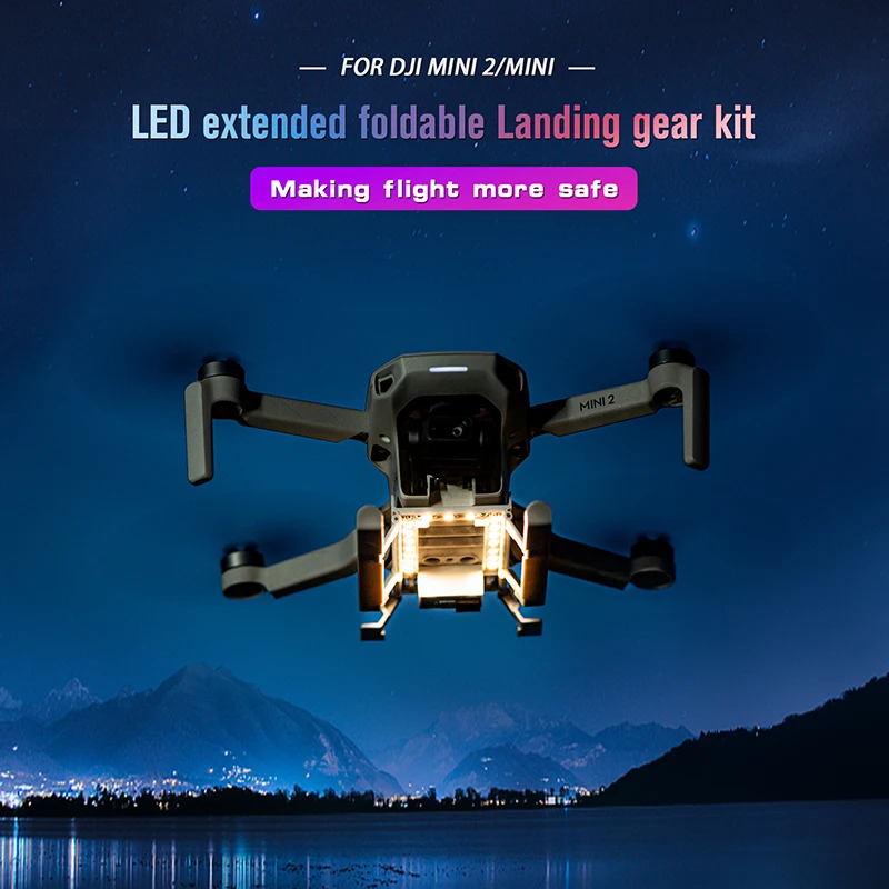 

for DJI Mavic Mini 2/SE LED Extended Foldable Landing Gear Drone Hight Increase Night Safety Flight Take Off Land On Protector