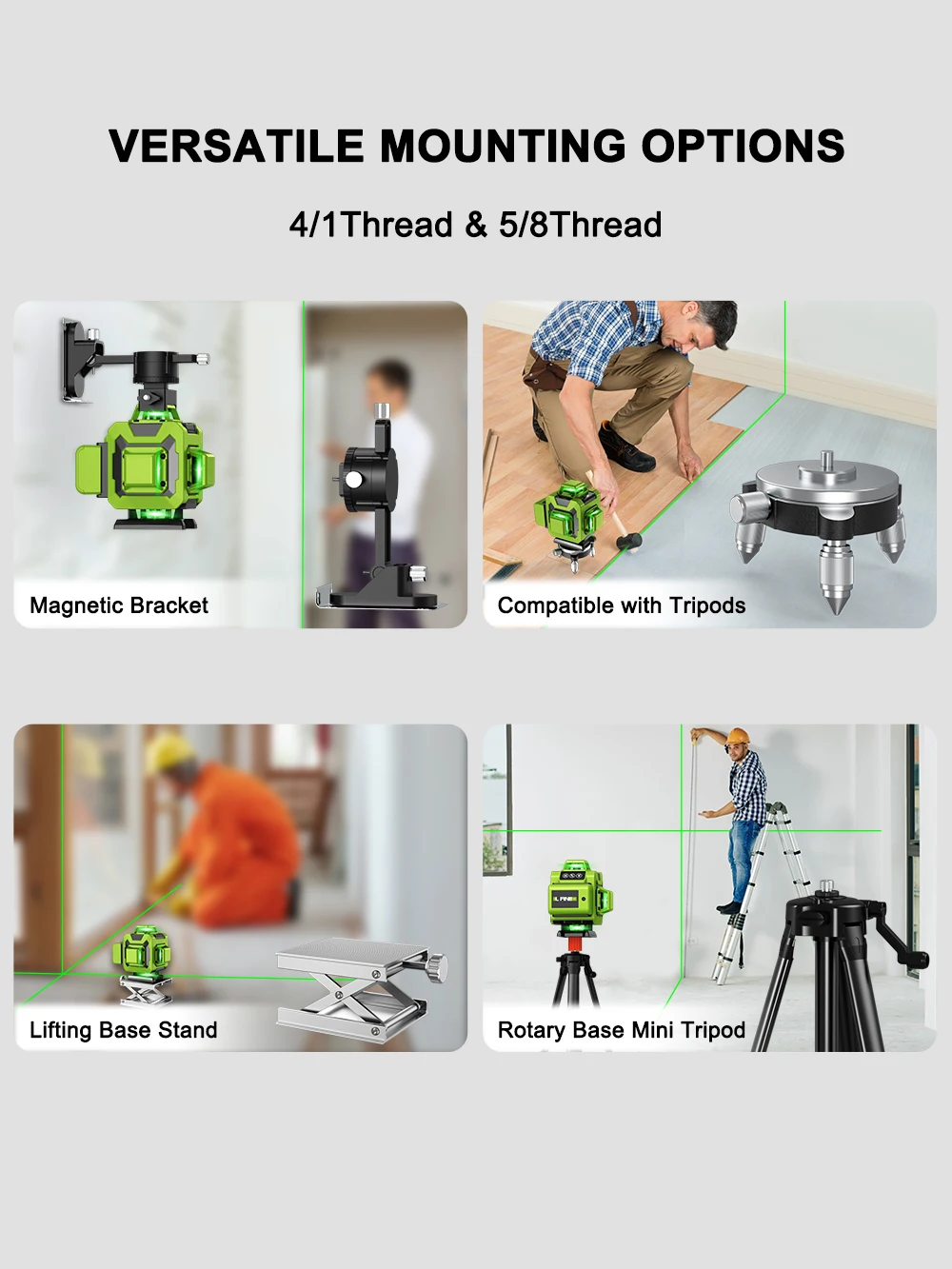 LFINE 4D 3D 16 12 Lines 360 Self-leveling Laser Level Horizontal Vertical Cross Green Line Professional Tools laser level