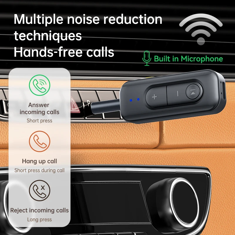 2 In 1 Bluetooth 5.4 Transmitter Receiver Stereo 3.5mm AUX Airplane Audio Wireless Adapter Mic for TV PC Headphone Car Aircraft