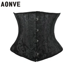 Aonve 24 Steel Boned Underbust Corset Waist Trainer Women Steampunk Bodice Gothic Clothing Abdomen Slimming Plus Size Bustier