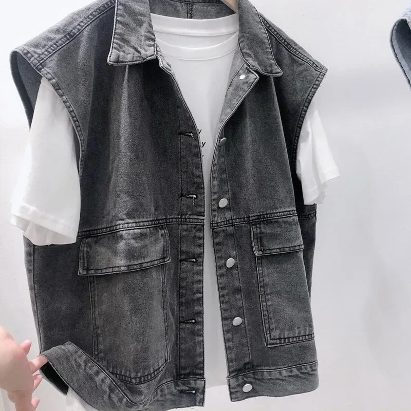 Trendy Denim Jacket Loose-Fit Sleeveless Vest For Men Korean Style Motorcycle Rider Jacket From China Mainland mens vest