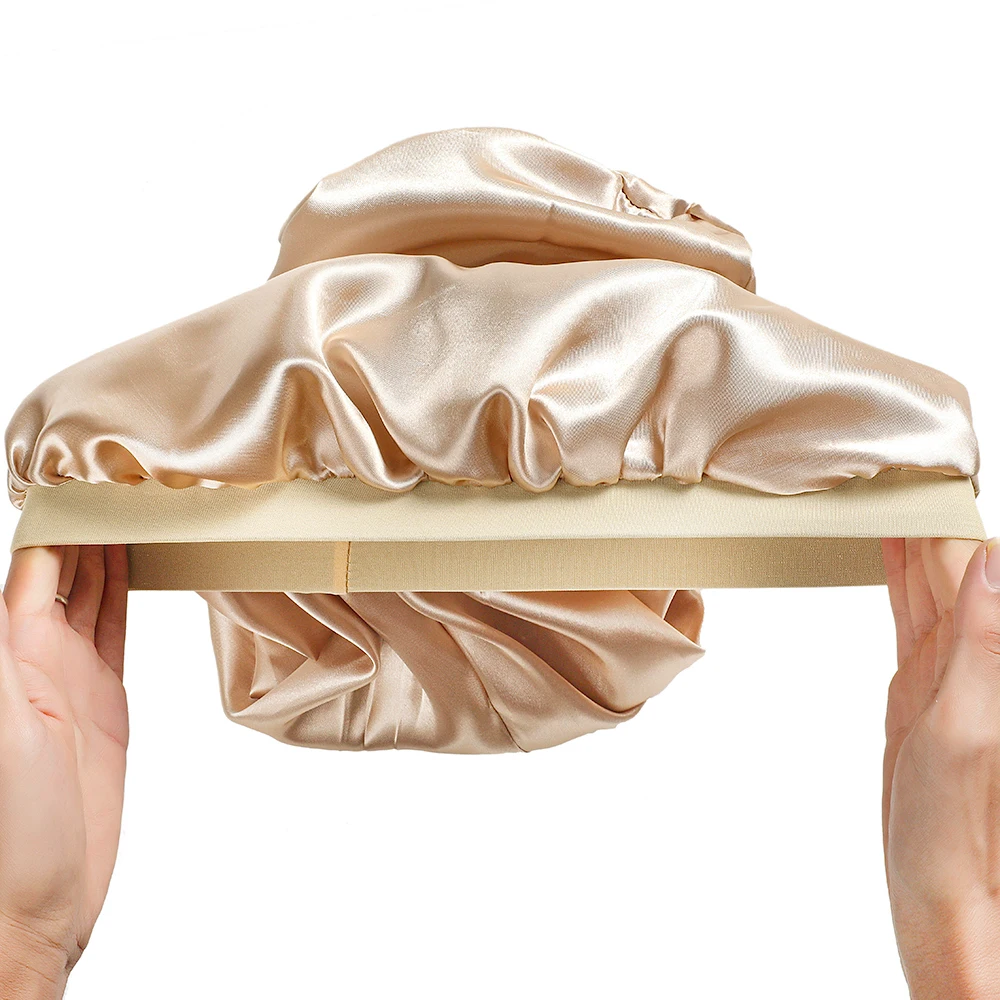 Night Hair Cap Warm Air Bonnet Cap 3Pcs Elastic Wide Edge Satin Bonnet for Women Men