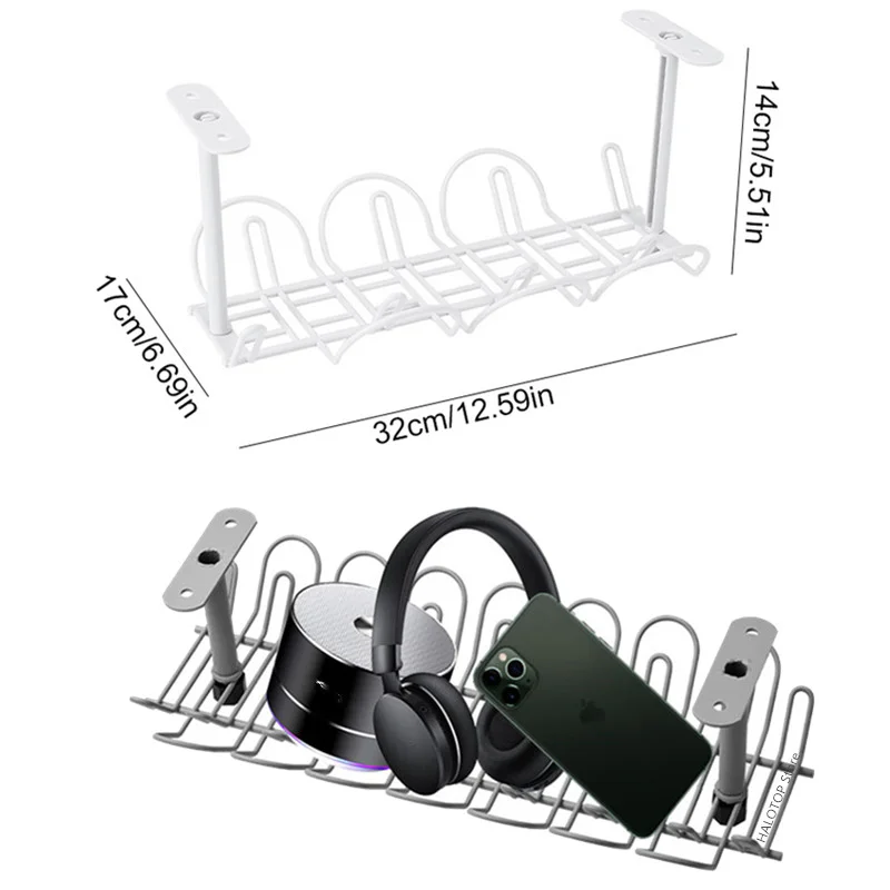 Desk Cable Management Tray Under Table Socket Hang Holder Power