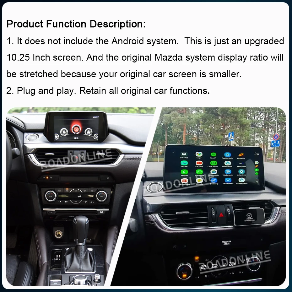 マツダ純正カースクリーンを拡大したQLED 10.25インチタッチスクリーン