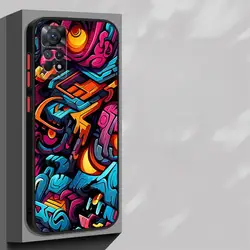 Shockproof Matte Phone Case with Colorful Lines and Graffiti Design for RedmiNote14Pro5G (UUAVA06)
