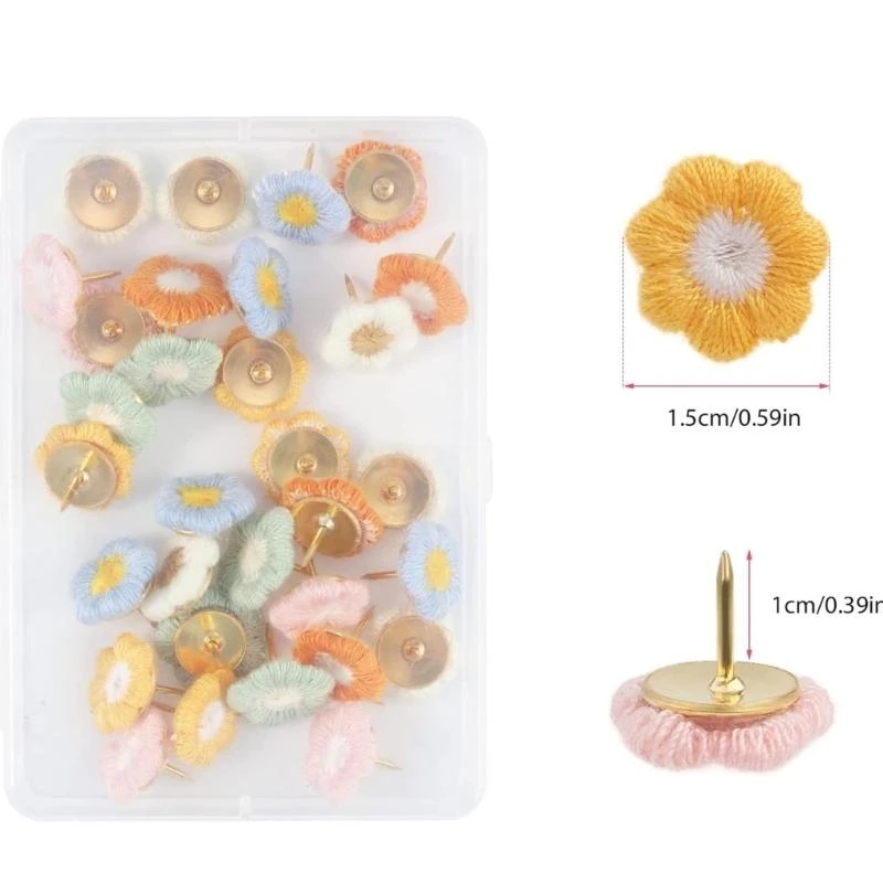 30pcs 꽃 푸시 핀 꽃 꽃 엄지 압정 장식 꽃 코르크 보드 압정 최고의 판매