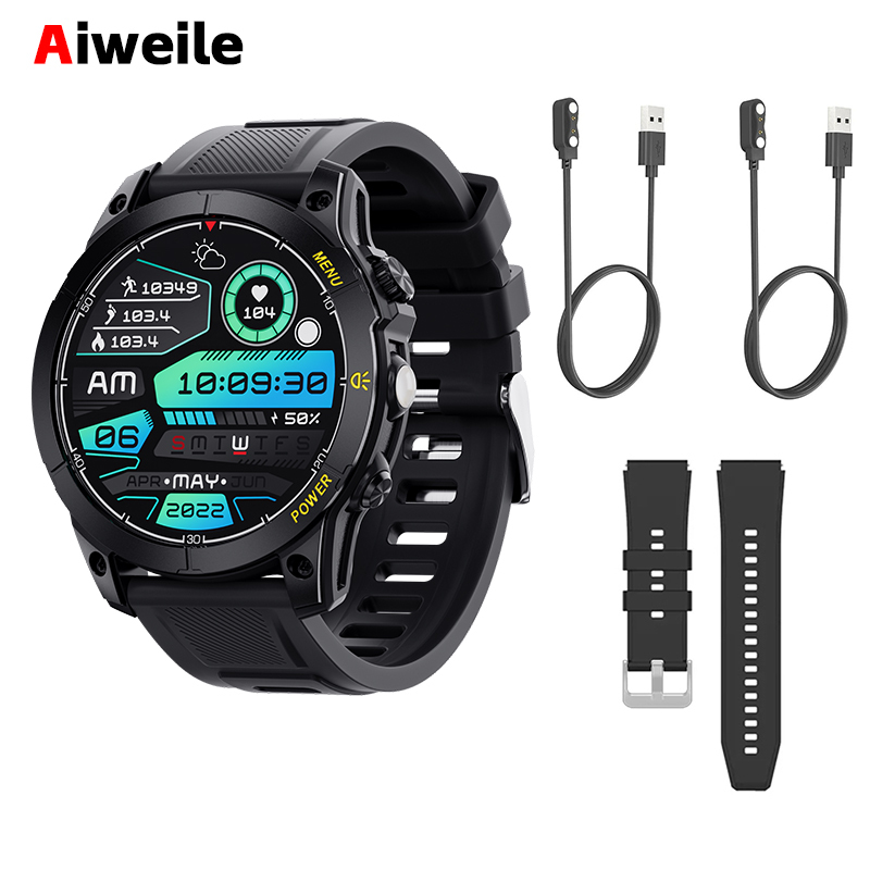 Aiweile AW45 Smart Watch Man Flashlight Fitness Tracker Miltary Connected NFC Compass Sport Bluetooth Call Dialing Korean Hebrew