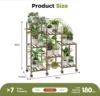 Plant Stand with Wheels for Indoor Plants Wood Tiered Shelf Ladder Plant Holder Table Pot Stand for Window Garden Balcony Patio 6