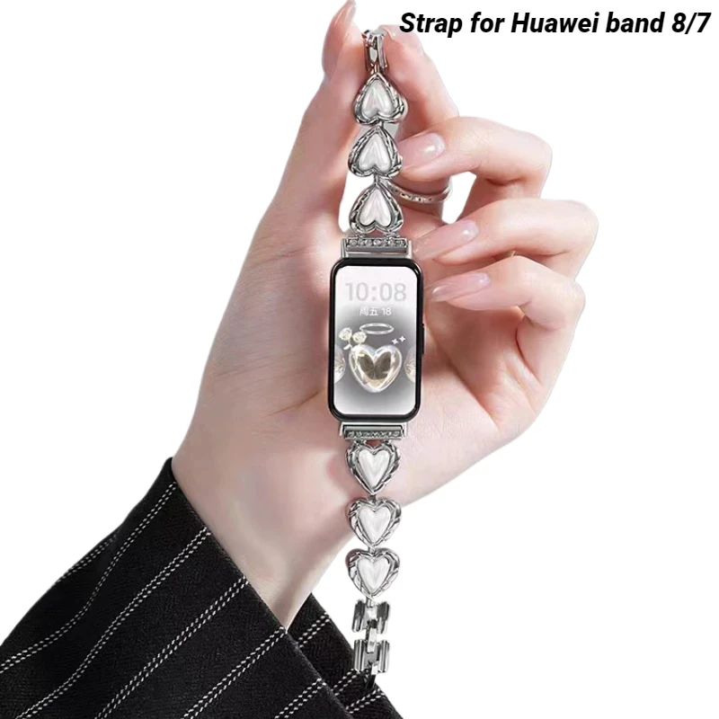 

Металлический Ремешок Для Huawei band 8, сменный спортивный браслет из нержавеющей стали для HUAWEI band 8/7, женский браслет